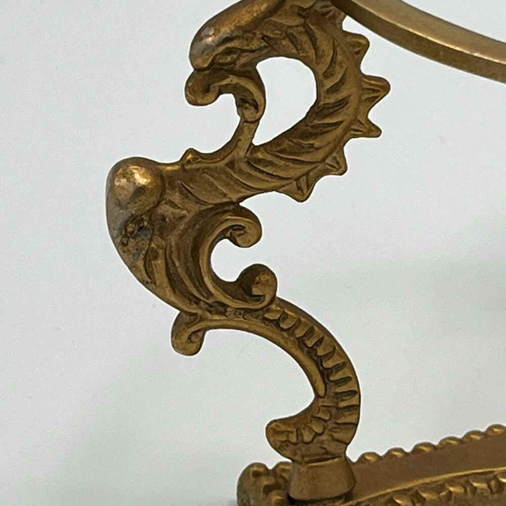Vintage Solid Brass Scroll Display Stand for Paperweight Orb Sphere Egg Candle - Picture 2 of 7